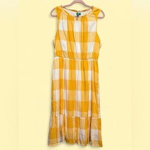 dip Sunlit Yellow and Cream Plaid Midi Dress